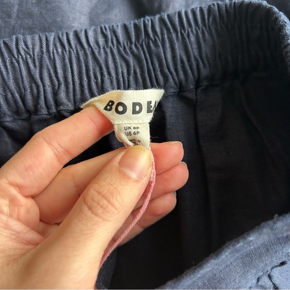 Boden Navy Blue Midi Skirt Verity Linen Classic A-Line Pull On Pockets 4 Petite - Picture 7 of 11